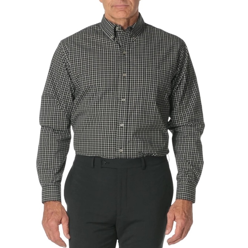 ROUNDTREE & YORKE Classic Men’s XL Shirt Men Brown Down Plaid Long Sleeve